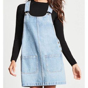 Forever 21 Overall Denim Jumper Dress Small